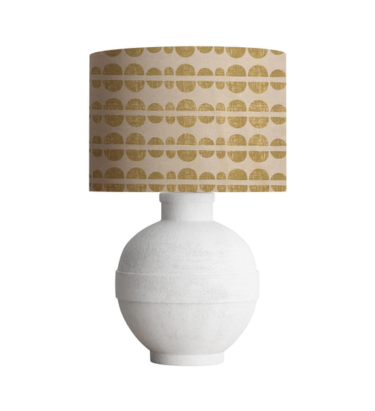 Mid Century Modern Drum Lampshade, Gold Geometric Stripe