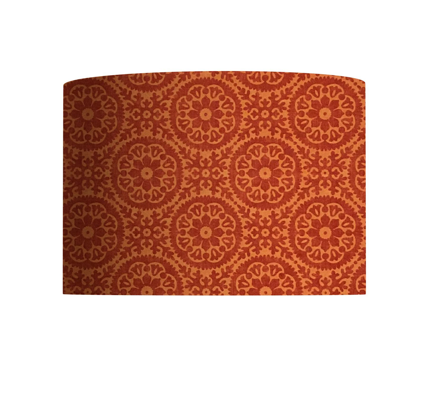 Orange Medallion Drum Lampshade, Boho Home Decor
