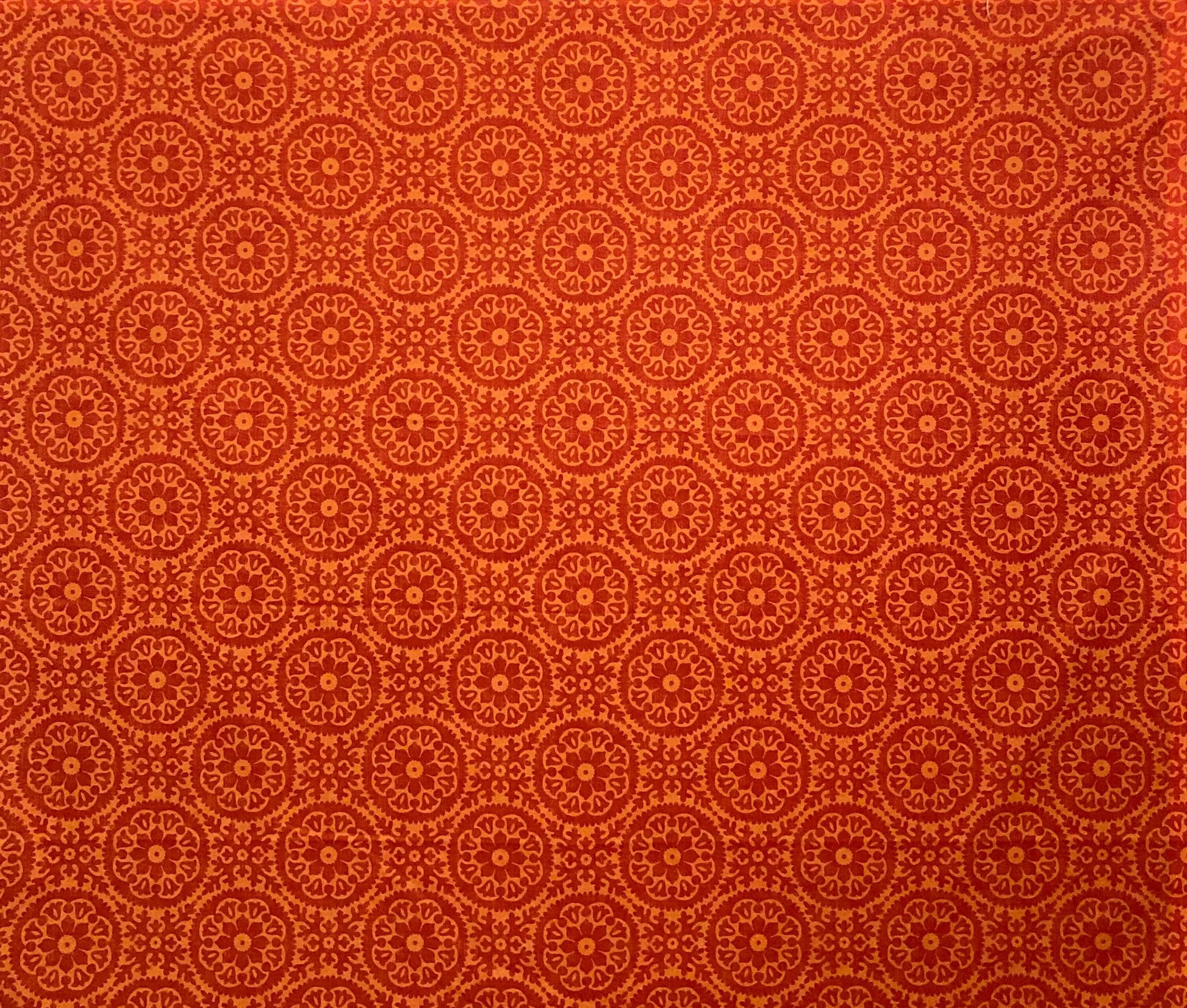 Orange Medallion Drum Lampshade, Boho Home Decor