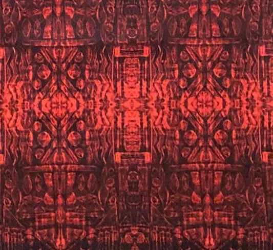 Red Geometric Drum Lampshade, Distressed Boho Velvet Effect
