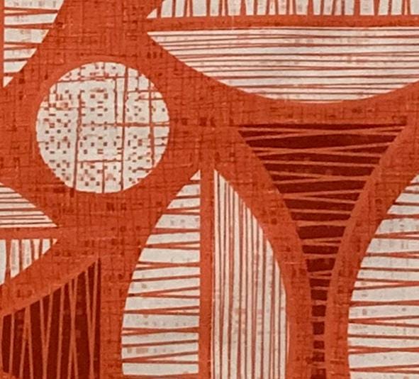 drum shade, lampshade, lamp shade, home decor, retro, orange, leaves, mid century multi-directional