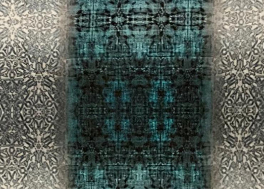 drum shade, lampshade, lamp shade, home decor, Victorian tapestry, wide stripe, teal, aquamarine