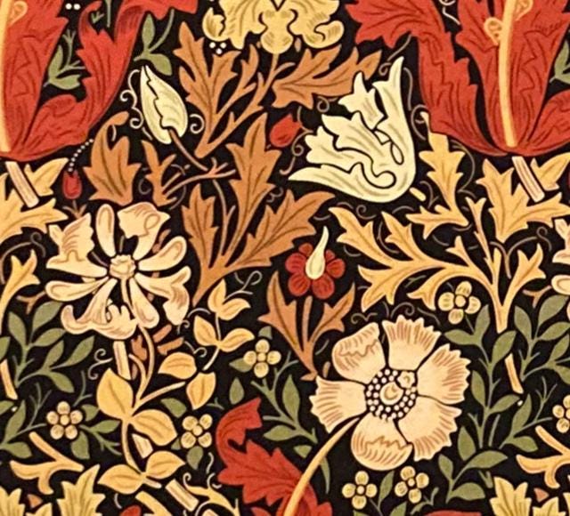 drum shade, lampshade, lamp shade, home decor, William Morris "Compton", Victorian, poppies, tulips, arts and crafts