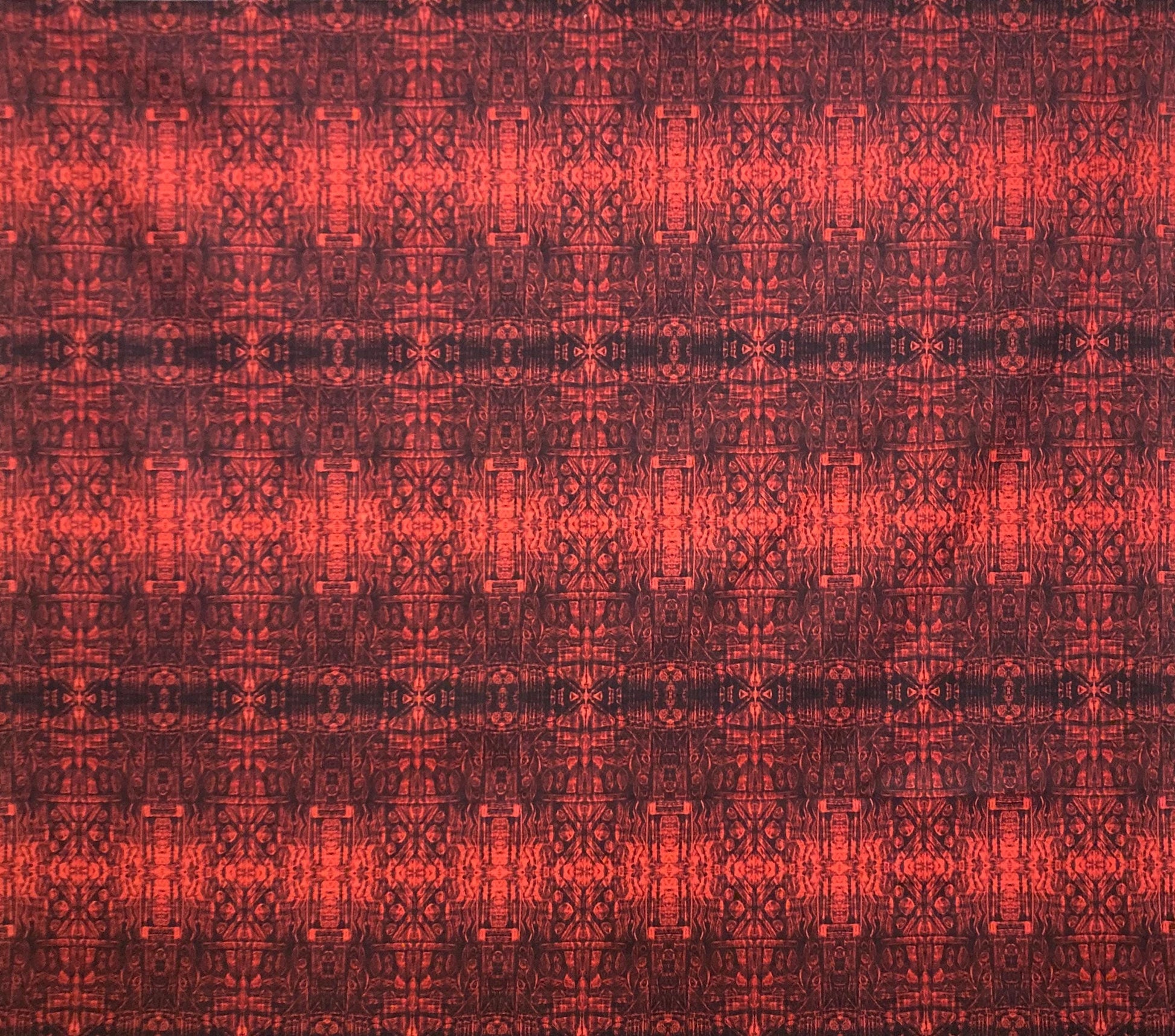 Red Geometric Drum Lampshade, Distressed Boho Velvet Effect