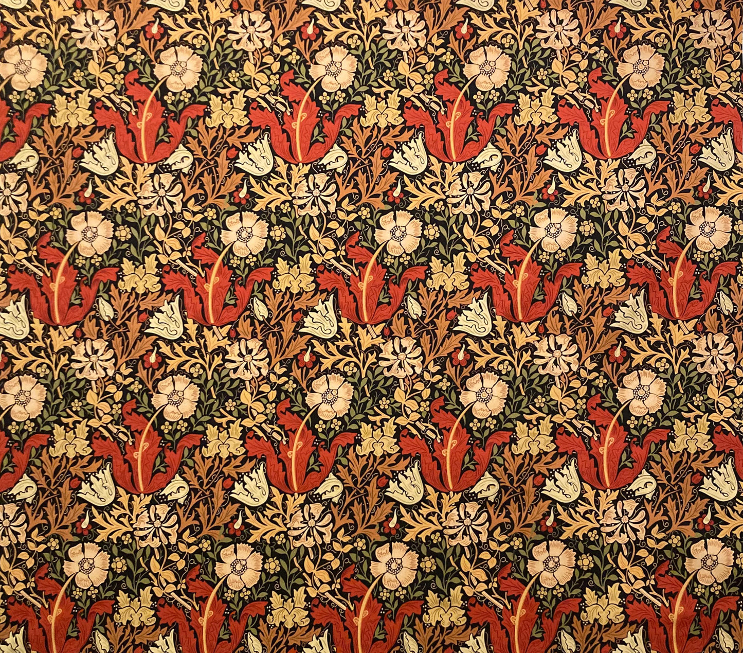 drum shade, lampshade, lamp shade, home decor, William Morris "Compton", Victorian, poppies, tulips, arts and crafts