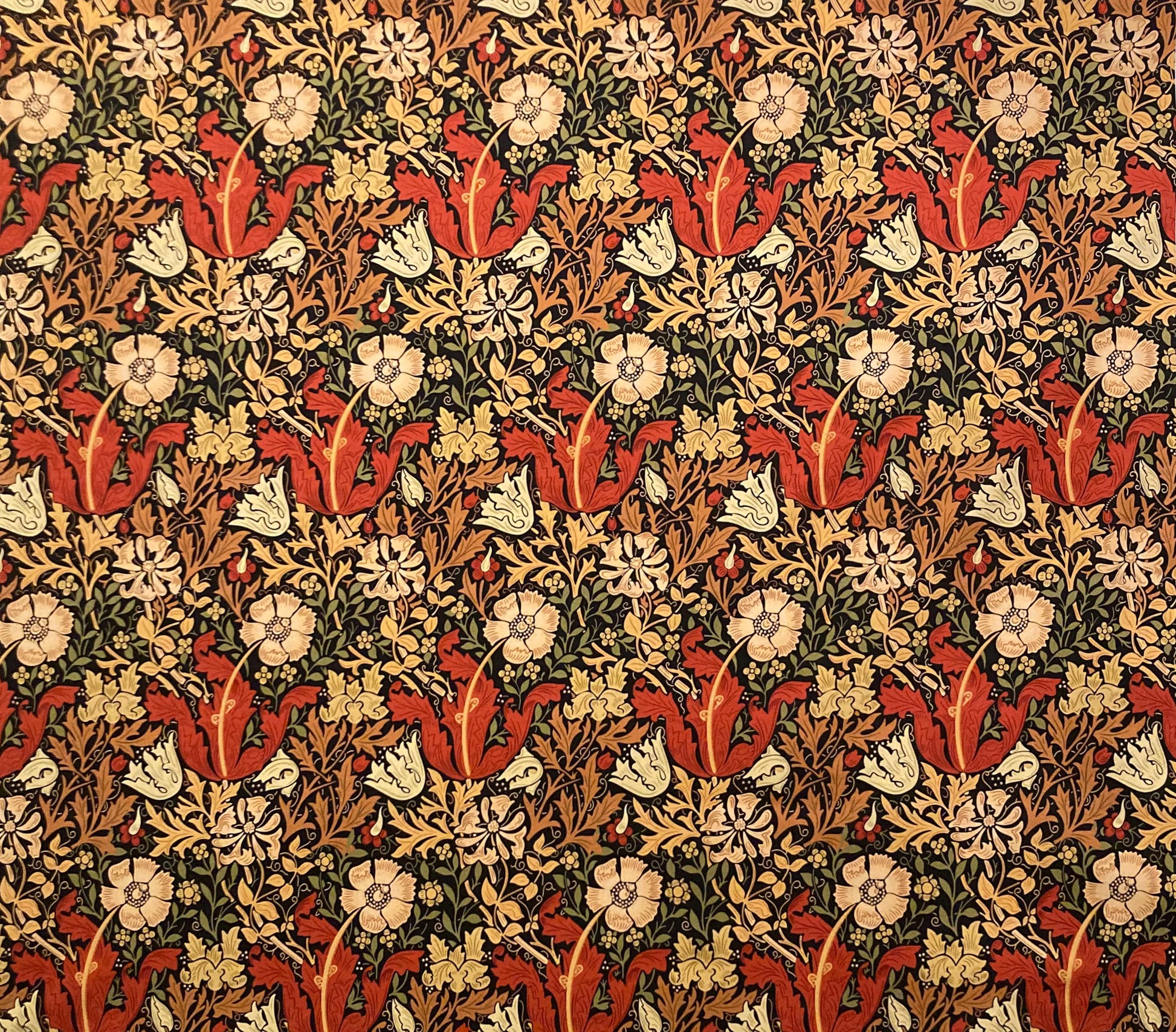 drum shade, lampshade, lamp shade, home decor, William Morris "Compton", Victorian, poppies, tulips, arts and crafts