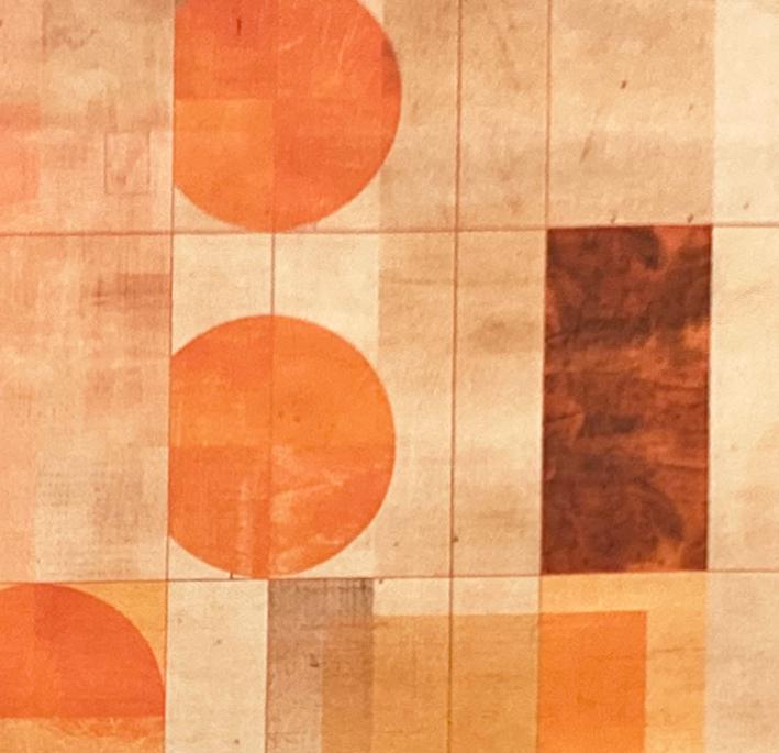 Retro Geometric Drum Lampshade, Orange Brown Mid Century Modern Home Decor