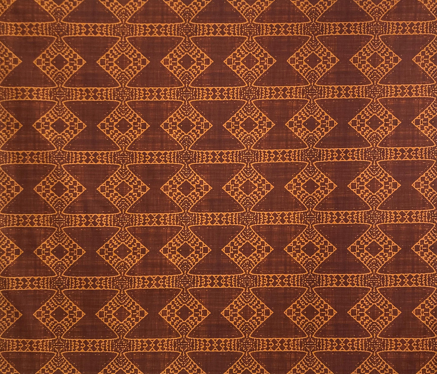 Batik Drum Lampshade, Cinnamon and Orange Tribal Fabric, Boho Decor