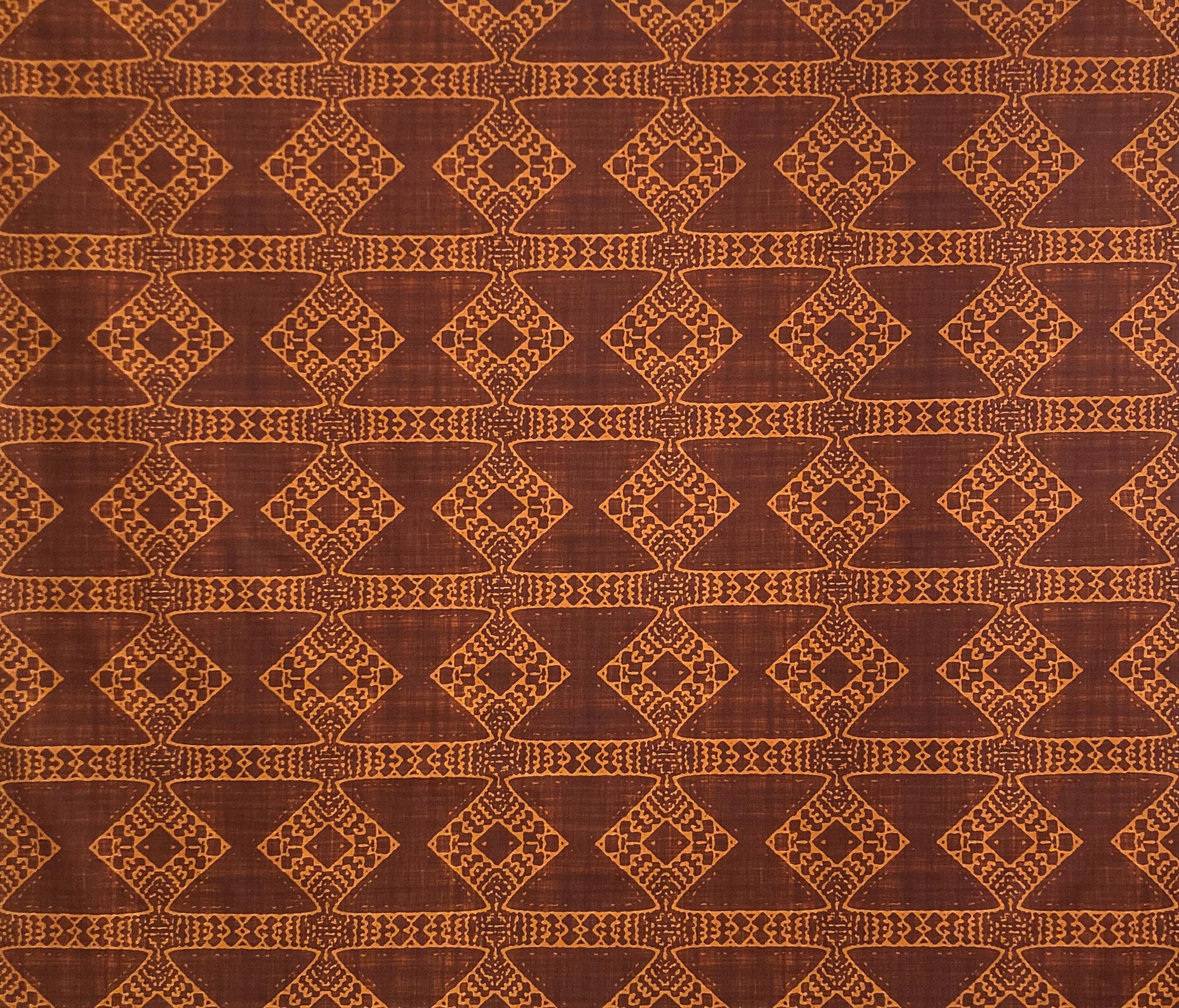 Batik Drum Lampshade, Cinnamon and Orange Tribal Fabric, Boho Decor
