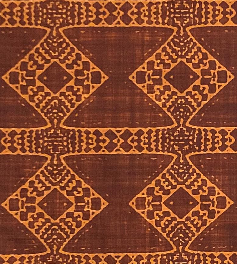 Batik Drum Lampshade, Cinnamon and Orange Tribal Fabric, Boho Decor