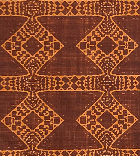 Batik Drum Lampshade, Cinnamon and Orange Tribal Fabric, Boho Decor