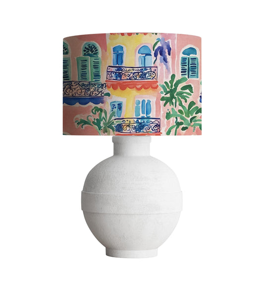 Balconies in Antibes Drum Lampshade, Colorful Home Decor
