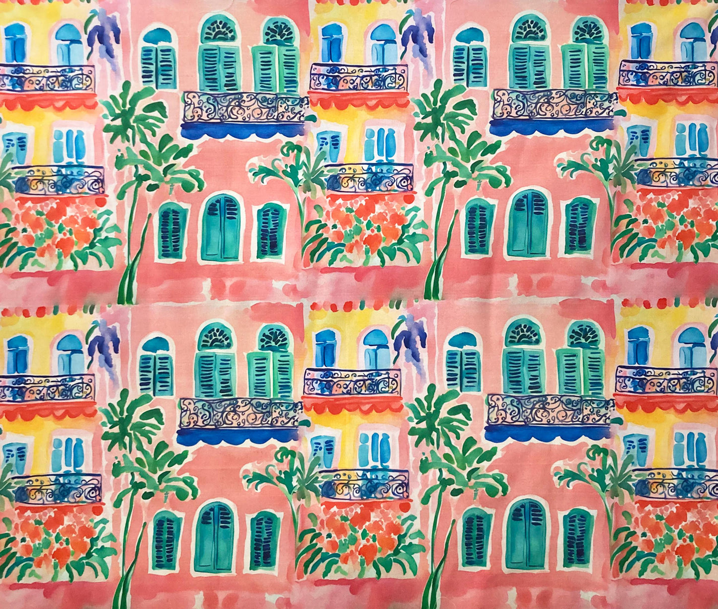 Balconies in Antibes Drum Lampshade, Colorful Home Decor
