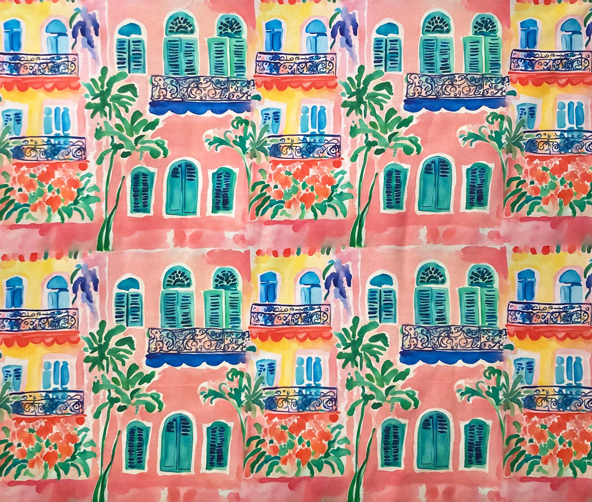 Balconies in Antibes Drum Lampshade, Colorful Home Decor