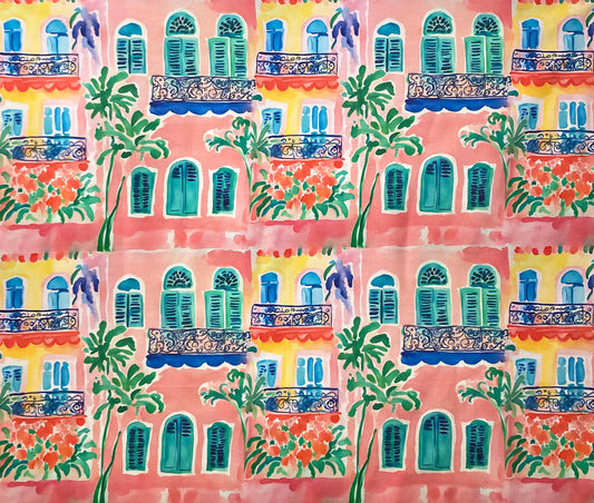 Balconies in Antibes Drum Lampshade, Colorful Home Decor