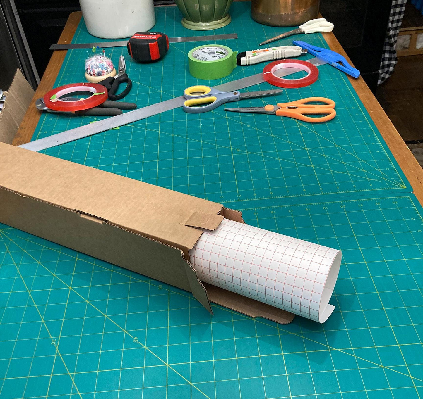 Styrene for lampshades 55 inches wide 9, 12 and 18 heights, drum shade, shades, rigid, fire resistant, UV stabilized. Customer showcase