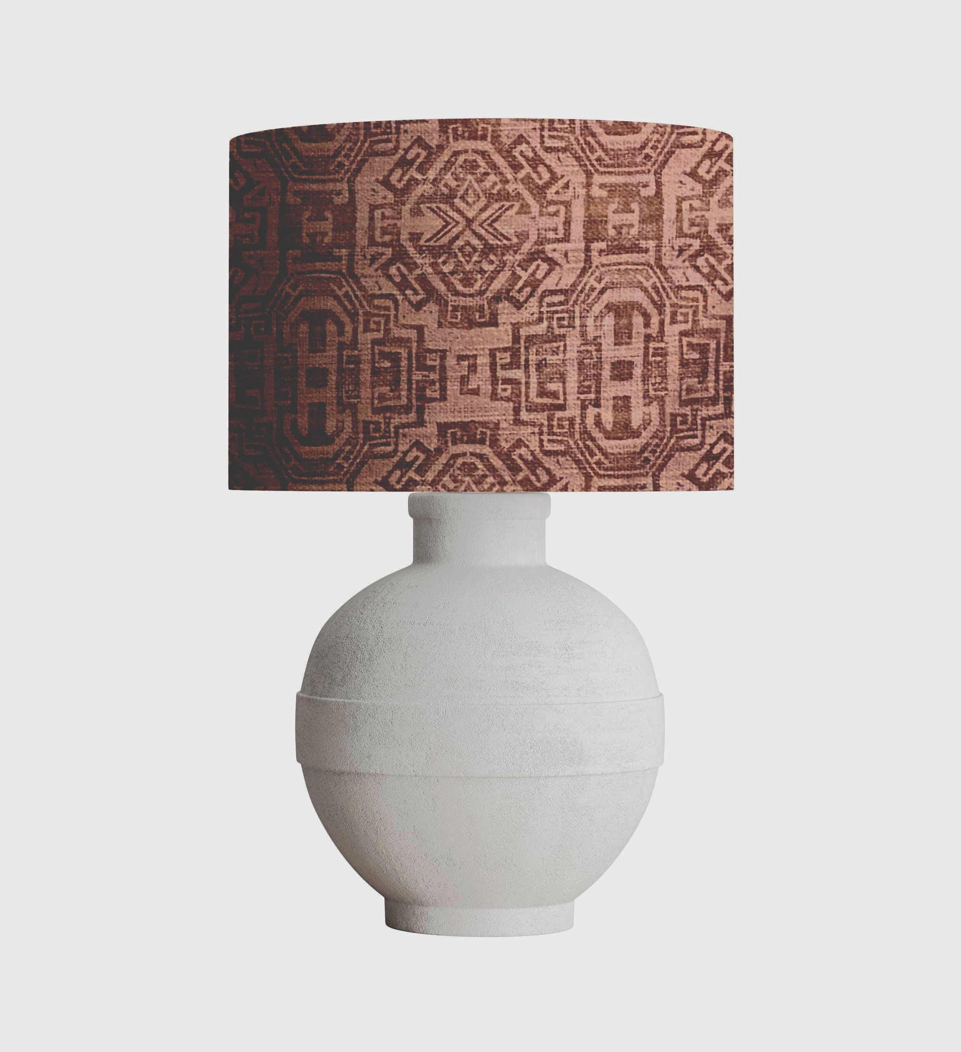 Rustic Geometric Drum Lampshade, Maya Beige Block Print