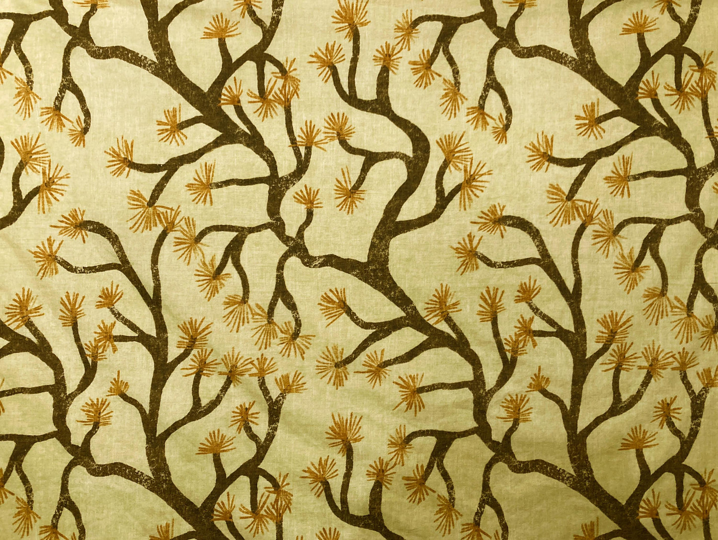 Hand-Drawn Pine Tree Lampshade, Japandi Brown Beige Drum