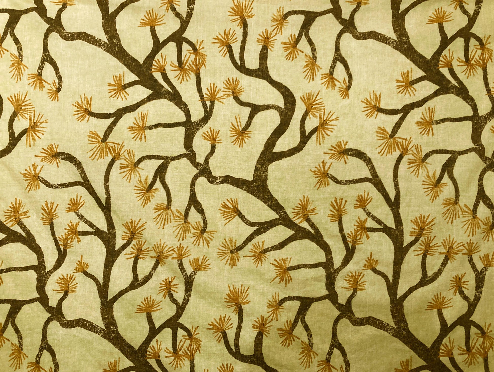 Hand-Drawn Pine Tree Lampshade, Japandi Brown Beige Drum