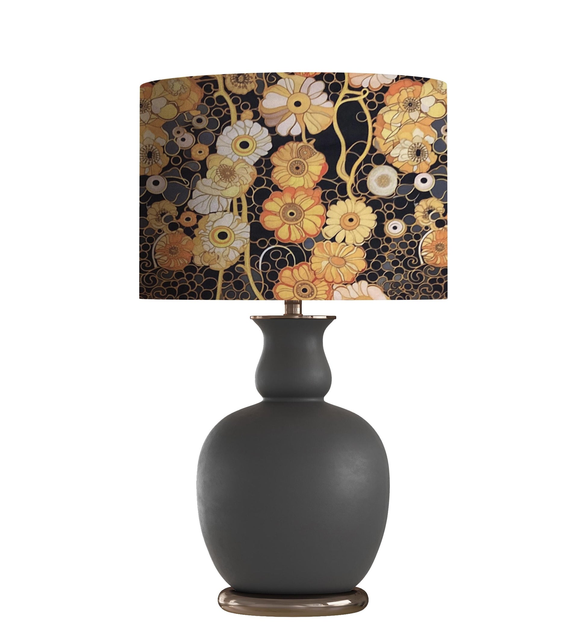 NEW!!! drum shade, lampshade, lamp shade, home decor, golden sunflowers inspired by Gustav Klimt