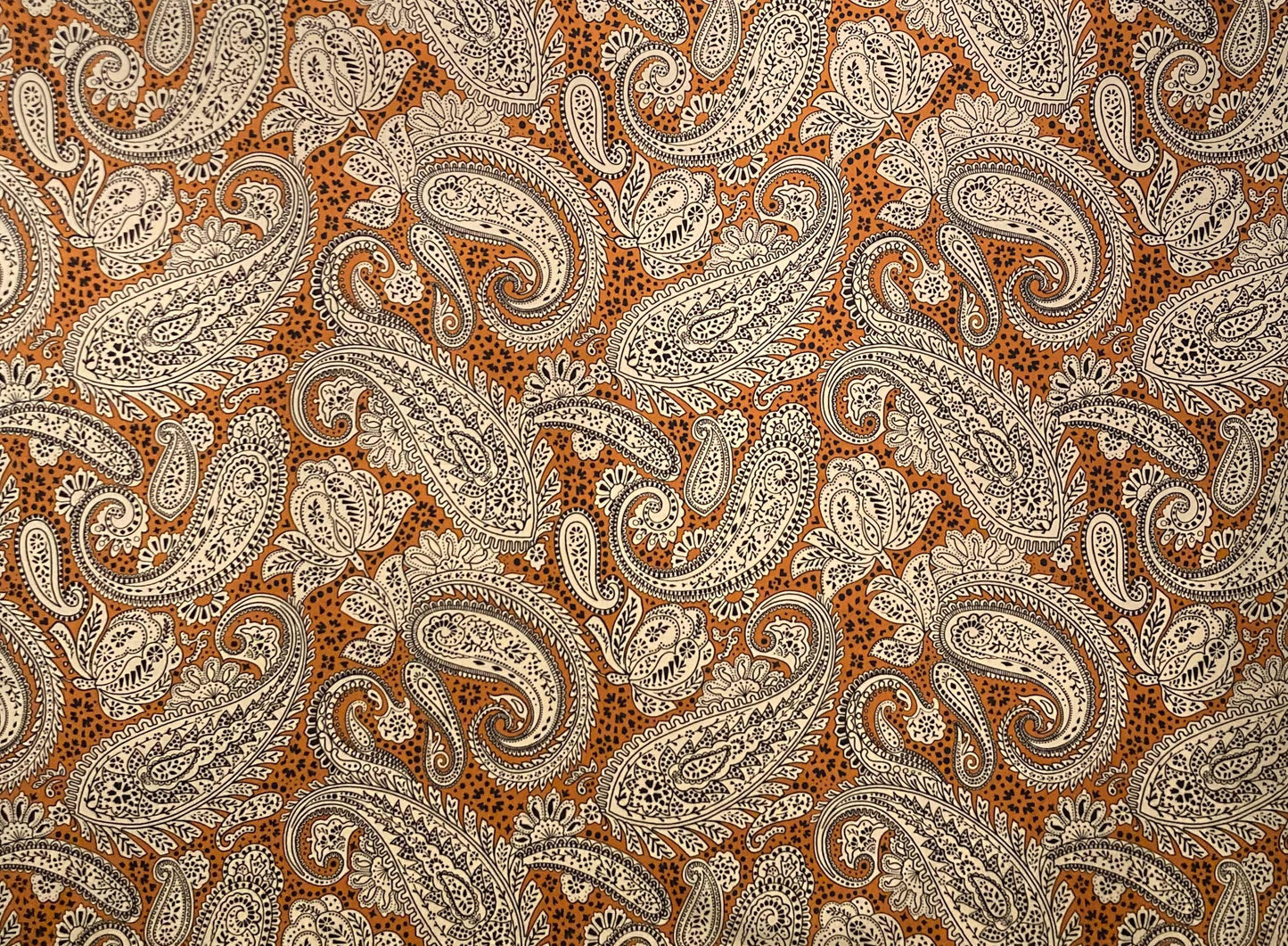 Drum Lampshade, Contemporary Paisley, Black, White, and Golden Brown