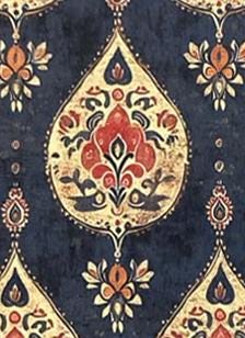 Floral Damask Drum Lampshade, Navy, Red, Beige