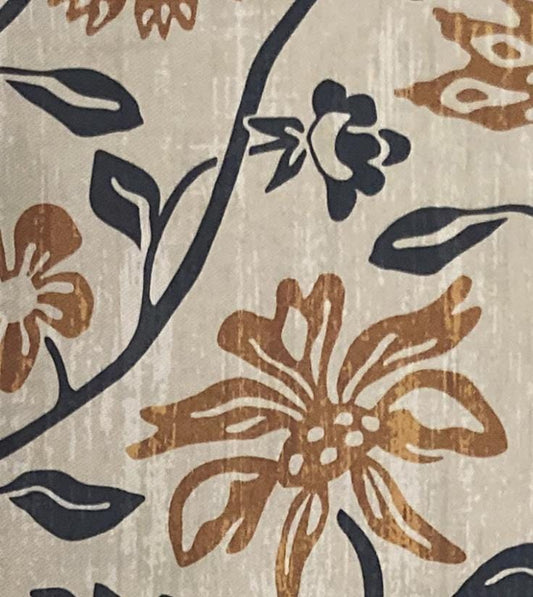 Floral Drum Lampshade, Beige rusty Flower Vine, Bohemian Cottagecore Decor