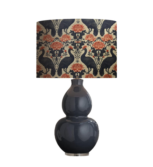 William Morris Black Birds Lampshade, Floral Drum Shade