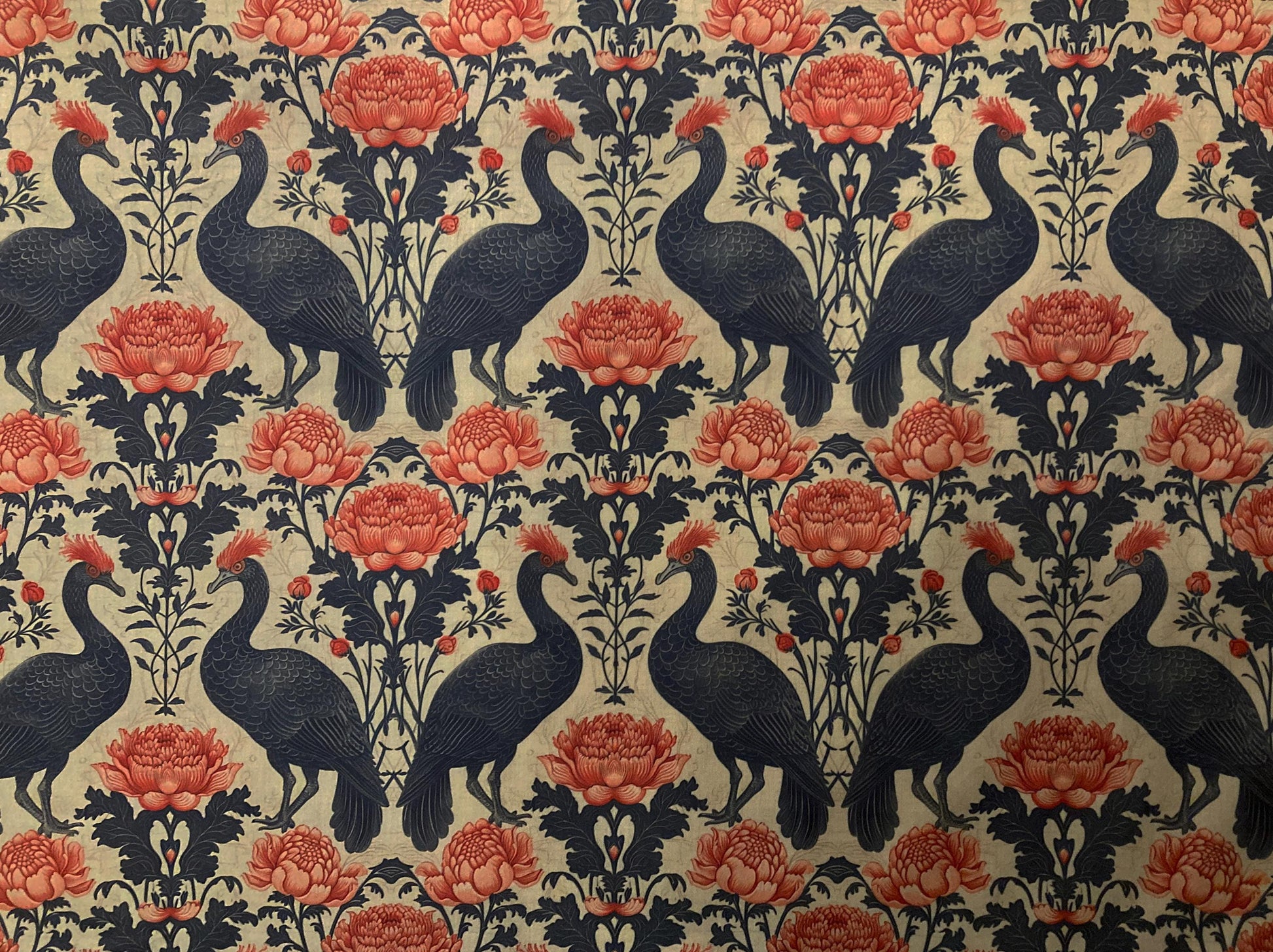 William Morris Black Birds Lampshade, Floral Drum Shade